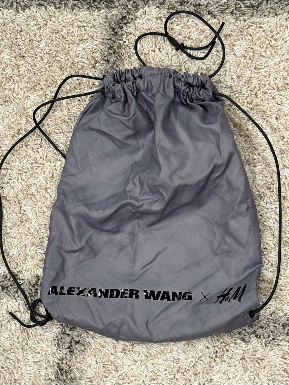 Alexander Wang Gray Drawstring Backpack with Black Cords